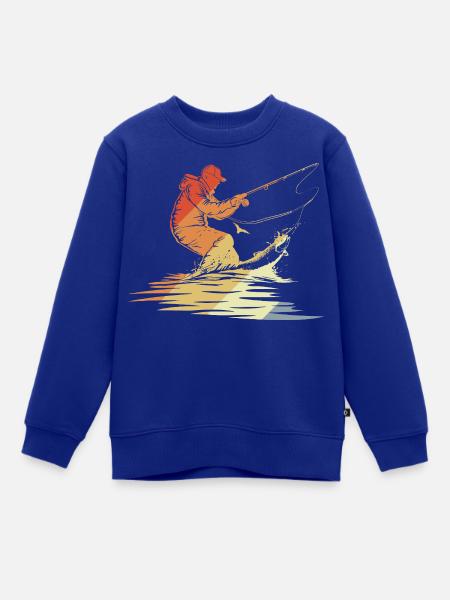 Fischen Grafik Retro Stil - Kinder Premium Organic Sweatshirt - Royalblau