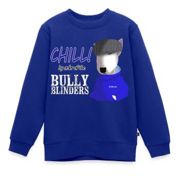 Bull Terrier Chill Parodie - Kinder Premium Organic Sweatshirt - Royalblau - Vorne - AI Model Kid Female (0cm)