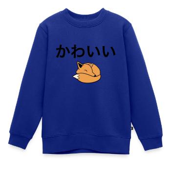 Netter Japaner - Fuchs - Kinder Premium Organic Sweatshirt - Royalblau - Vorne - AI Model Kid Female (0cm)