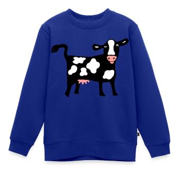 Goofy schwarze Kuh mit weißen Flecken - Kinder Premium Organic Sweatshirt - Royalblau - Vorne - AI Model Kid Female (0cm)