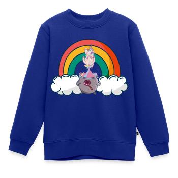Lustiges Einhorn fliegt aus Topf - Kinder Premium Organic Sweatshirt - Royalblau - Vorne - AI Model Kid Female (0cm)