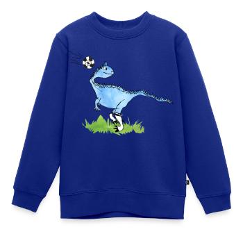 Fussball-Dino: fieses Passspiel? - Kinder Premium Organic Sweatshirt - Royalblau - Vorne - AI Model Kid Female (0cm)