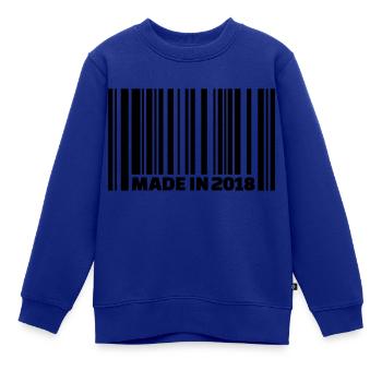 2018 - Kinder Premium Organic Sweatshirt - Royalblau - Vorne - AI Model Kid Female (0cm)