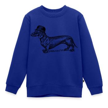 Dackel mit Hut - Kinder Premium Organic Sweatshirt - Royalblau - Vorne - AI Model Kid Female (0cm)