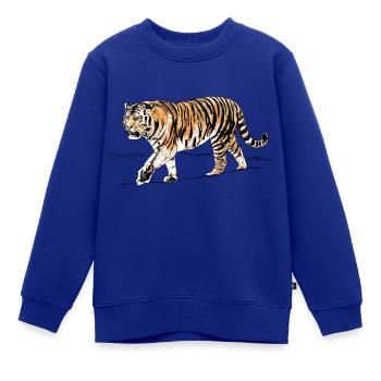 Tiger - Kinder Premium Organic Sweatshirt - Royalblau - Vorne - AI Model Kid Female (0cm)