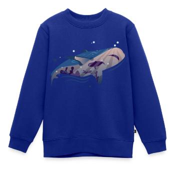Wal Blauwal - Kinder Premium Organic Sweatshirt - Royalblau - Vorne - AI Model Kid Female (0cm)