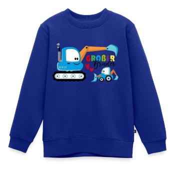 Großer Bruder Bagger - Kinder Premium Organic Sweatshirt - Royalblau - Vorne - AI Model Kid Female (0cm)