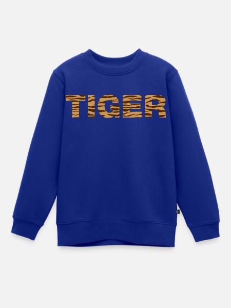 Tiger Animal Print - Kinder Premium Organic Sweatshirt - Royalblau