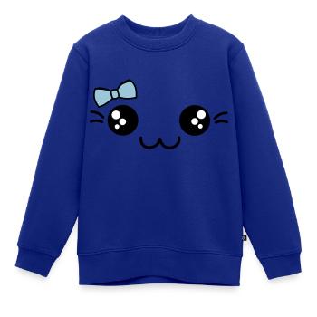 süßes Gesicht mit schleife - Kinder Premium Organic Sweatshirt - Royalblau - Vorne - AI Model Kid Female (0cm)