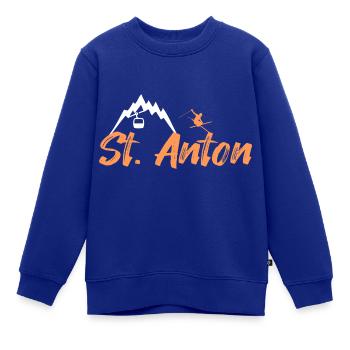 St anton - Kinder Premium Organic Sweatshirt - Royalblau - Vorne - AI Model Kid Female (0cm)