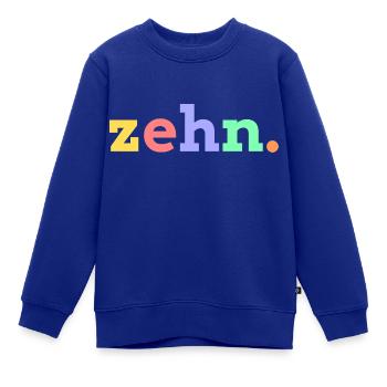 Zehn 10. Geburtstag - Kinder Premium Organic Sweatshirt - Royalblau - Vorne - AI Model Kid Female (0cm)