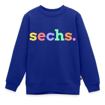 Sechs 6. Geburtstag - Kinder Premium Organic Sweatshirt - Royalblau - Vorne - AI Model Kid Female (0cm)