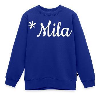 Mädchenname Mila als Schriftzug auf Kinderkleidung - Kinder Premium Organic Sweatshirt - Royalblau - Vorne - AI Model Kid Female (0cm)