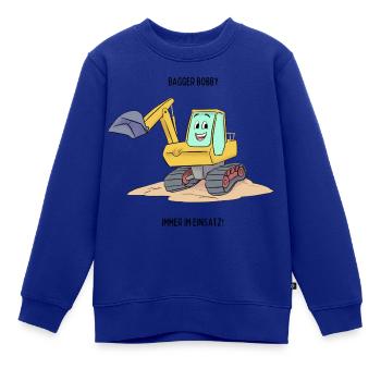 Bagger Bobby Immer im Einsatz! - Kinder Premium Organic Sweatshirt - Royalblau - Vorne - AI Model Kid Female (0cm)