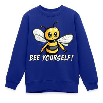 bee yourself happy bee - Kinder Premium Organic Sweatshirt - Royalblau - Vorne - AI Model Kid Female (0cm)
