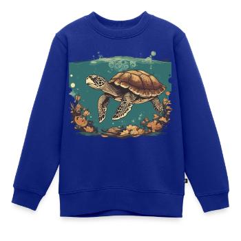 Schildkröte unter Wasser - Kinder Premium Organic Sweatshirt - Royalblau - Vorne - AI Model Kid Female (0cm)