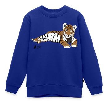Tiger liegend - Kinder Premium Organic Sweatshirt - Royalblau - Vorne - AI Model Kid Female (0cm)