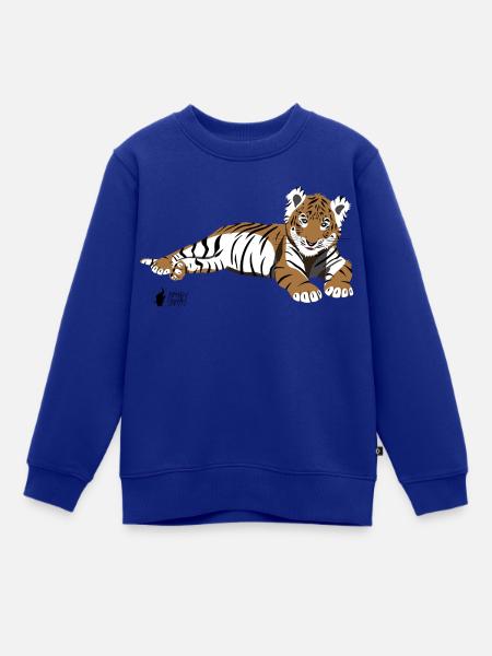 Tiger liegend - Kinder Premium Organic Sweatshirt - Royalblau