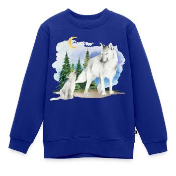 Wolf und Welpe - Kinder Premium Organic Sweatshirt - Royalblau - Vorne - AI Model Kid Female (0cm)