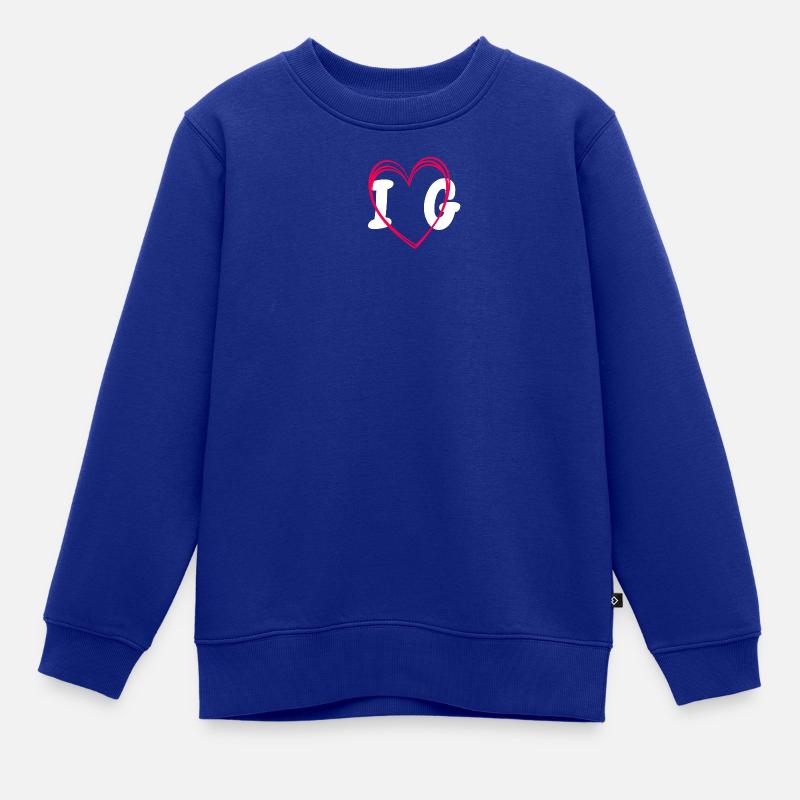 I love Gaurin buste - Sweat Premium enfant bio - bleu roi
