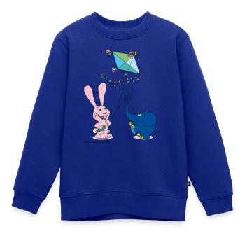 Elefant und Hase Drachensteigen - Kinder Premium Organic Sweatshirt - Royalblau - Vorne - AI Model Kid Female (0cm)