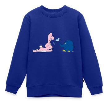 Elefant und Hase mit Schmetterling - Kinder Premium Organic Sweatshirt - Royalblau - Vorne - AI Model Kid Female (0cm)