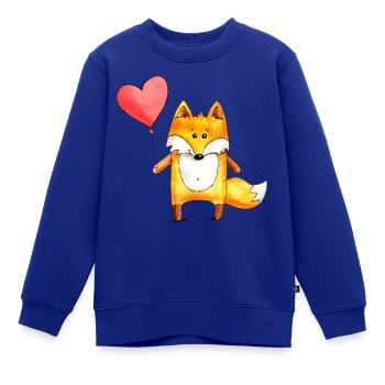 Fuchsmotiv niedlich HERZ - iZart - Kinder Premium Organic Sweatshirt - Royalblau - Vorne - AI Model Kid Female (0cm)