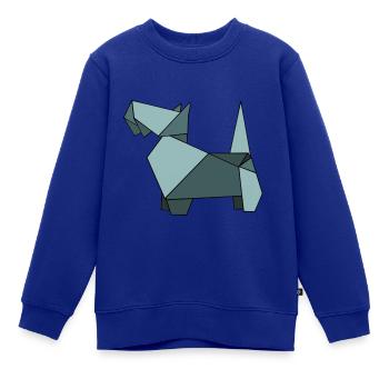 Hund Hunde Hündchen Sticker ORIGAMI - Kinder Premium Organic Sweatshirt - Royalblau - Vorne - AI Model Kid Female (0cm)