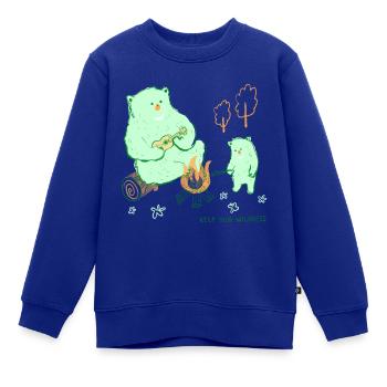 Campingbären mit Ukulele - Kinder Premium Organic Sweatshirt - Royalblau - Vorne - AI Model Kid Female (0cm)