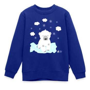 Eisbär auf einer Eisscholle - Kinder Premium Organic Sweatshirt - Royalblau - Vorne - AI Model Kid Female (0cm)