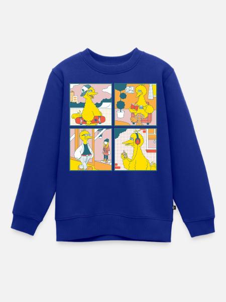 Sesamstraße Bibo Comic Kacheln - Kinder Premium Organic Sweatshirt - Royalblau