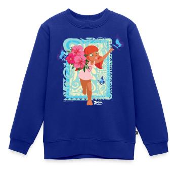 Zoom Der Weiße Delfin Marina Sammelt Blumen - Kinder Premium Organic Sweatshirt - Royalblau - Vorne - AI Model Kid Female (0cm)