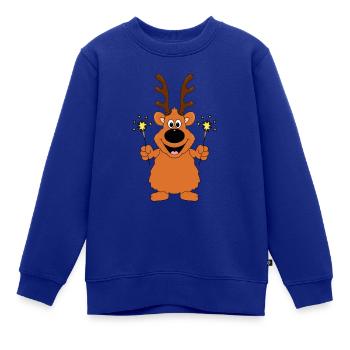 REH - RENTIER - WUNDERKERZEN - NEUJAHR - SILVESTER - Kinder Premium Organic Sweatshirt - Royalblau - Vorne - AI Model Kid Female (0cm)