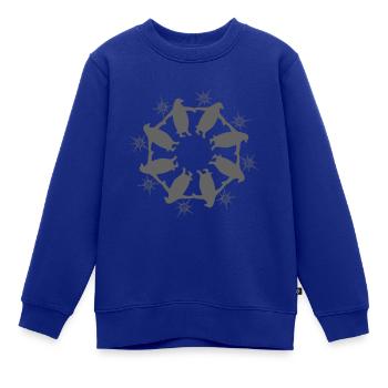 Pinguine Hand in Hand in Mandala-Mustern. - Kinder Premium Organic Sweatshirt - Royalblau - Vorne - AI Model Kid Female (0cm)
