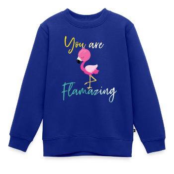 You are Flamazing Flamingo - Kinder Premium Organic Sweatshirt - Royalblau - Vorne - AI Model Kid Female (0cm)