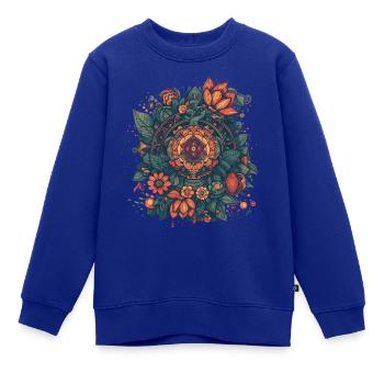 Mandala Blumig - Kinder Premium Organic Sweatshirt - Royalblau - Vorne - AI Model Kid Female (0cm)