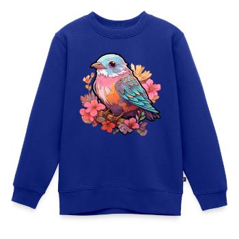 Vogel Blumen - Kinder Premium Organic Sweatshirt - Royalblau - Vorne - AI Model Kid Female (0cm)