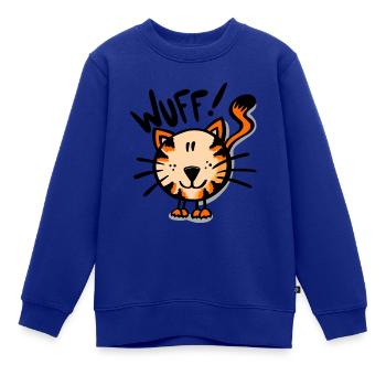 Katze Wuff - Kinder Premium Organic Sweatshirt - Royalblau - Vorne - AI Model Kid Female (0cm)