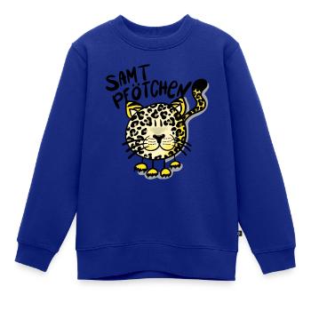 Leopard Samtpfötchen - Kinder Premium Organic Sweatshirt - Royalblau - Vorne - AI Model Kid Female (0cm)