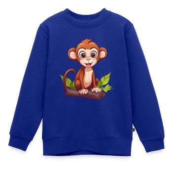 Äffchen Affe auf Holzstamm - Kinder Premium Organic Sweatshirt - Royalblau - Vorne - AI Model Kid Female (0cm)