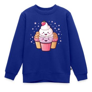 Cartoon Eiscreme - Süßes Eis mit Gesicht - Kinder Premium Organic Sweatshirt - Royalblau - Vorne - AI Model Kid Female (0cm)