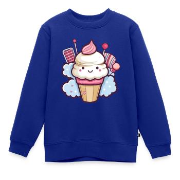 Süße Eiswaffel mit Gesicht - Süßigkeiten - Kinder Premium Organic Sweatshirt - Royalblau - Vorne - AI Model Kid Female (0cm)