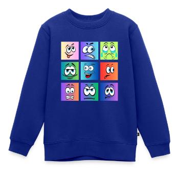 faces coloring - Kinder Premium Organic Sweatshirt - Royalblau - Vorne - AI Model Kid Female (0cm)