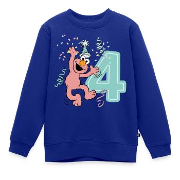 Sesamstraße Geburtstagdesign Mit Elmo Vier Jahre - Kinder Premium Organic Sweatshirt - Royalblau - Vorne - AI Model Kid Female (0cm)