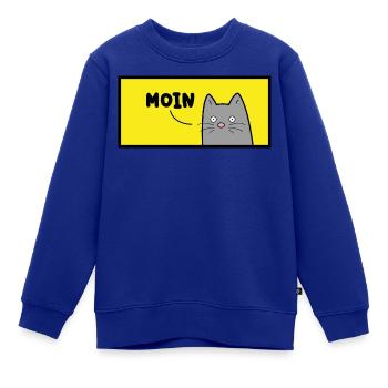 Moin Katze für Katzenfans die Moin sagen wollen - Kinder Premium Organic Sweatshirt - Royalblau - Vorne - AI Model Kid Female (0cm)
