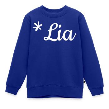 Mädchenname Lia als Schriftzug auf Kindermode - Kinder Premium Organic Sweatshirt - Royalblau - Vorne - AI Model Kid Female (0cm)