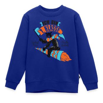 ich bin Erste Klasse - Kinder Premium Organic Sweatshirt - Royalblau - Vorne - AI Model Kid Female (0cm)