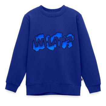 Blaues Graffiti "Was?" - Kinder Premium Organic Sweatshirt - Royalblau - Vorne - AI Model Kid Female (0cm)