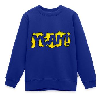 Gelbes Graffiti "Yeah!" - Kinder Premium Organic Sweatshirt - Royalblau - Vorne - AI Model Kid Female (0cm)