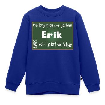 Erik rockt jetzt die Schule Kindershirt - Kinder Premium Organic Sweatshirt - Royalblau - Vorne - AI Model Kid Female (0cm)